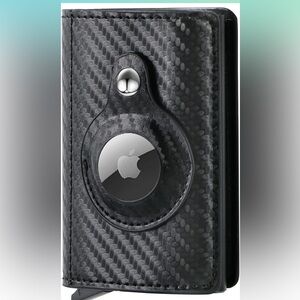 Wallet with AirTag Holder: Carbon Fiber Bifold RFID Blocking Credit Card Wallet